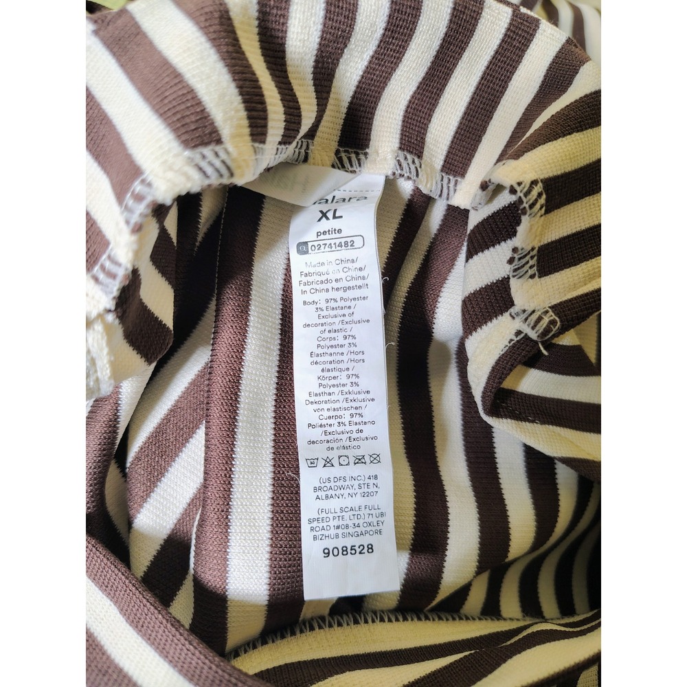 Halara Brown Striped Wide Leg Overalls XL Petite Sleeveless Pockets Jumpsuit - Picture 8 of 8